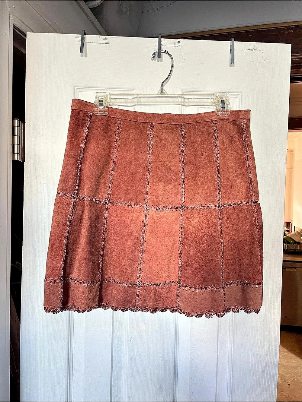 Free People Suede Panel Mini Skirt Brown Sz 10